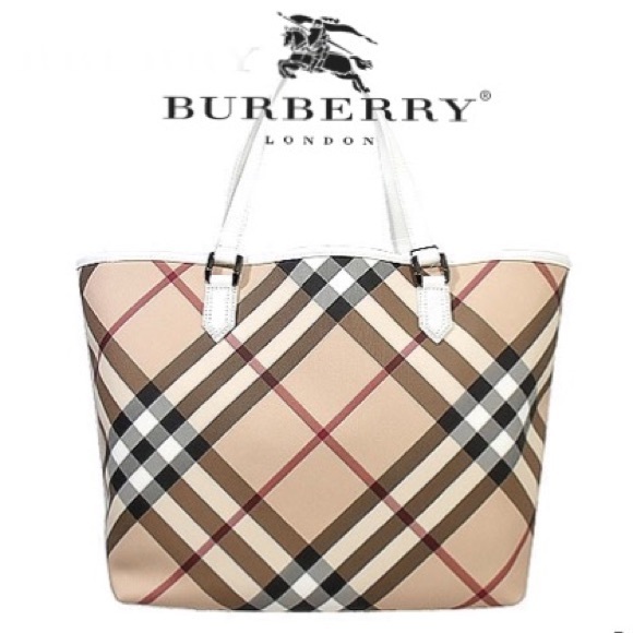 Burberry Handbags - 💖Burberry Nova Check Beige White PVC Tote Handbag